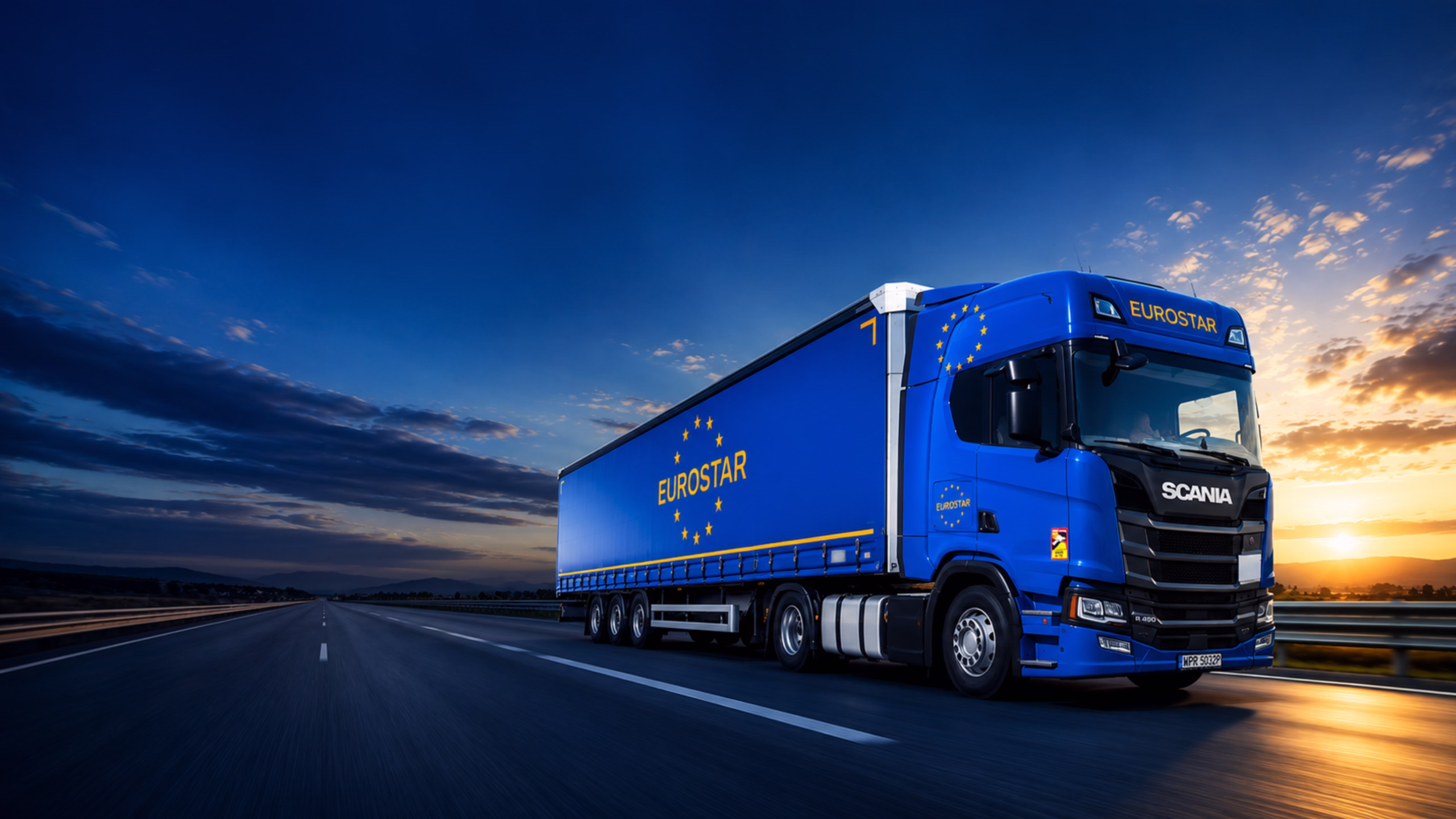 Samochód ciężarowy EUROSTAR podczas transportu drogowego w Polsce i Europie