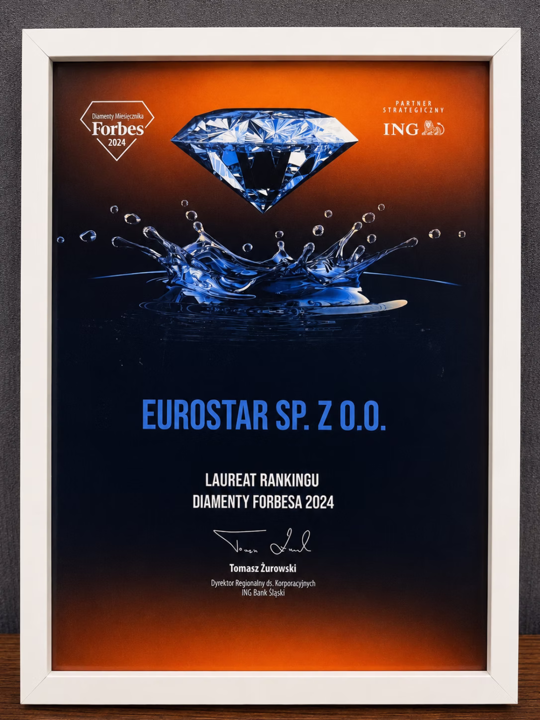 Certyfikat Diamenty Miesięcznika Forbes 2024 dla EUROSTAR Sp. z o.o.