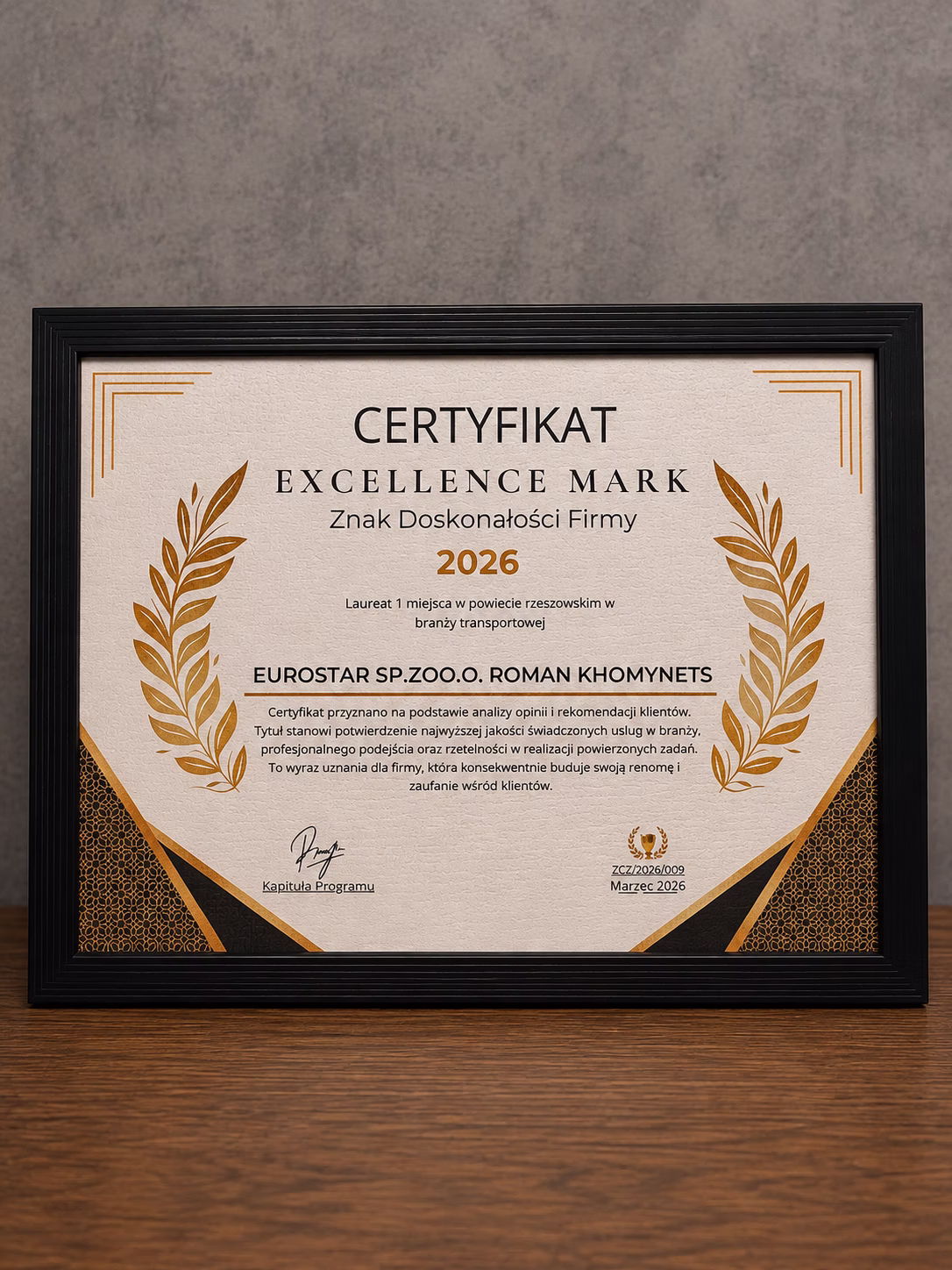 Excellence Mark 2026 — Znak Doskonałości Firmy EUROSTAR